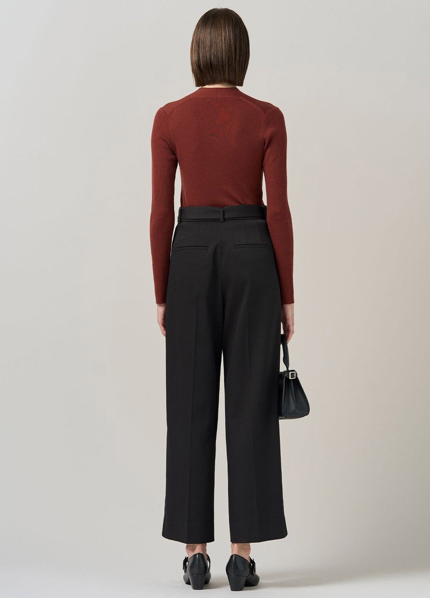 緞光簡約腰帶長寬褲